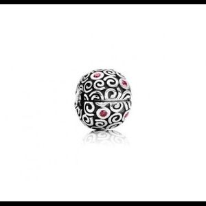 Authentic Pandora Sterling Silver Red CZ Fire Clip